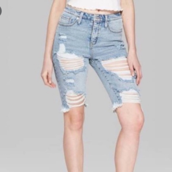 bermuda high waisted denim shorts